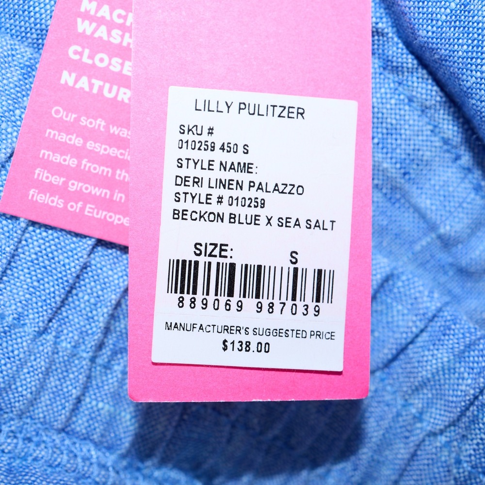 Lilly Pulitzer Deri Linen Palazzo Pants Beckon Blue Small NWT 010259 - Picture 10 of 13